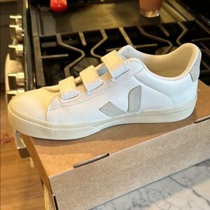 Veja White Velcro Sneakers